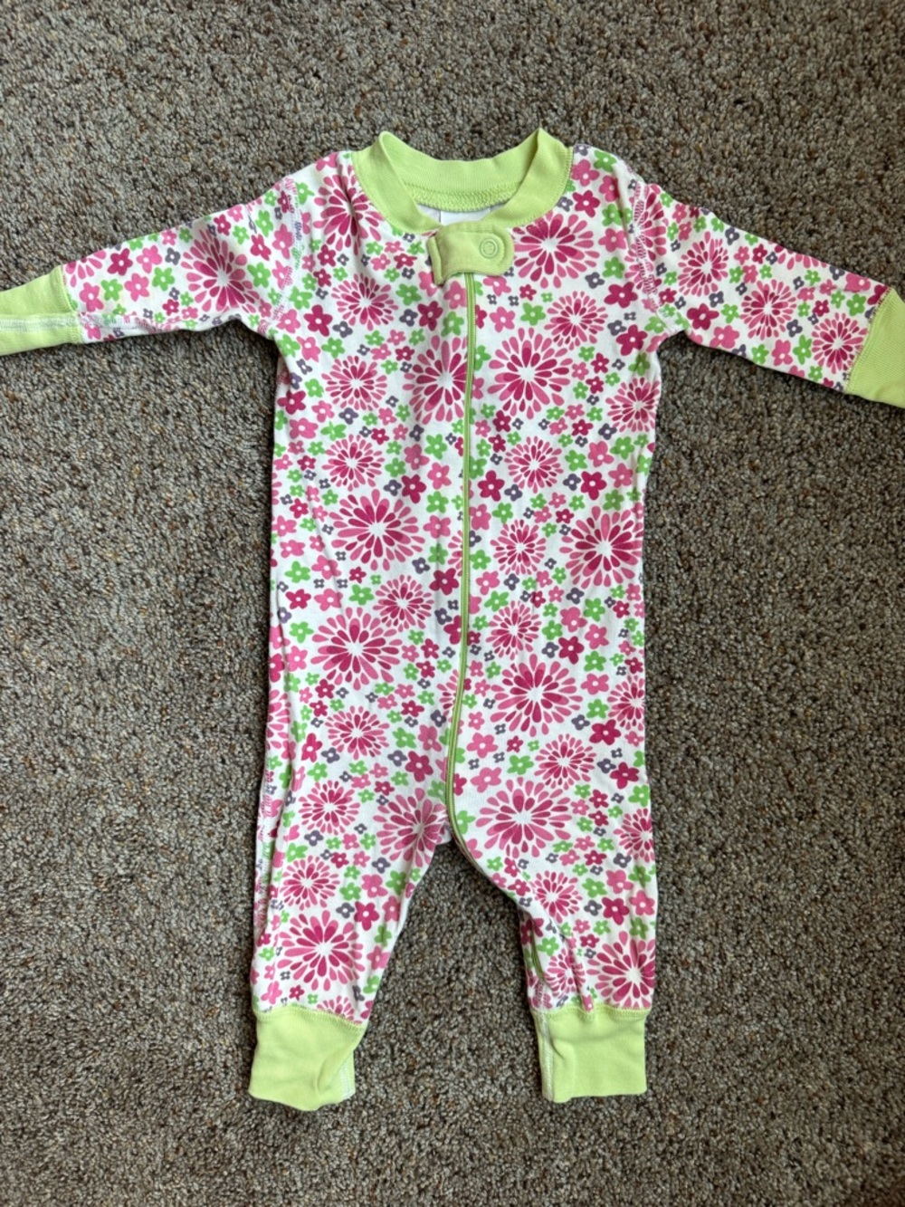 Hanna Andersson Pink & Lime Floral Zip-Front One-Piece